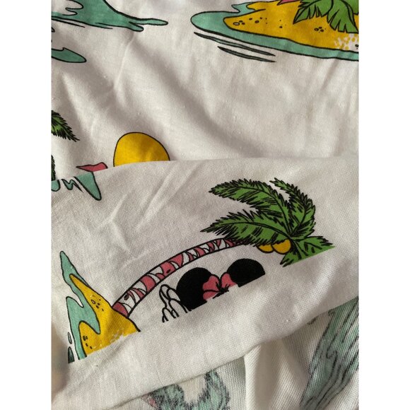 Vintage Disney Mickey & Minnie Hawaiian Tropical 90s Fabric Polyester Stretchy - Picture 6 of 9